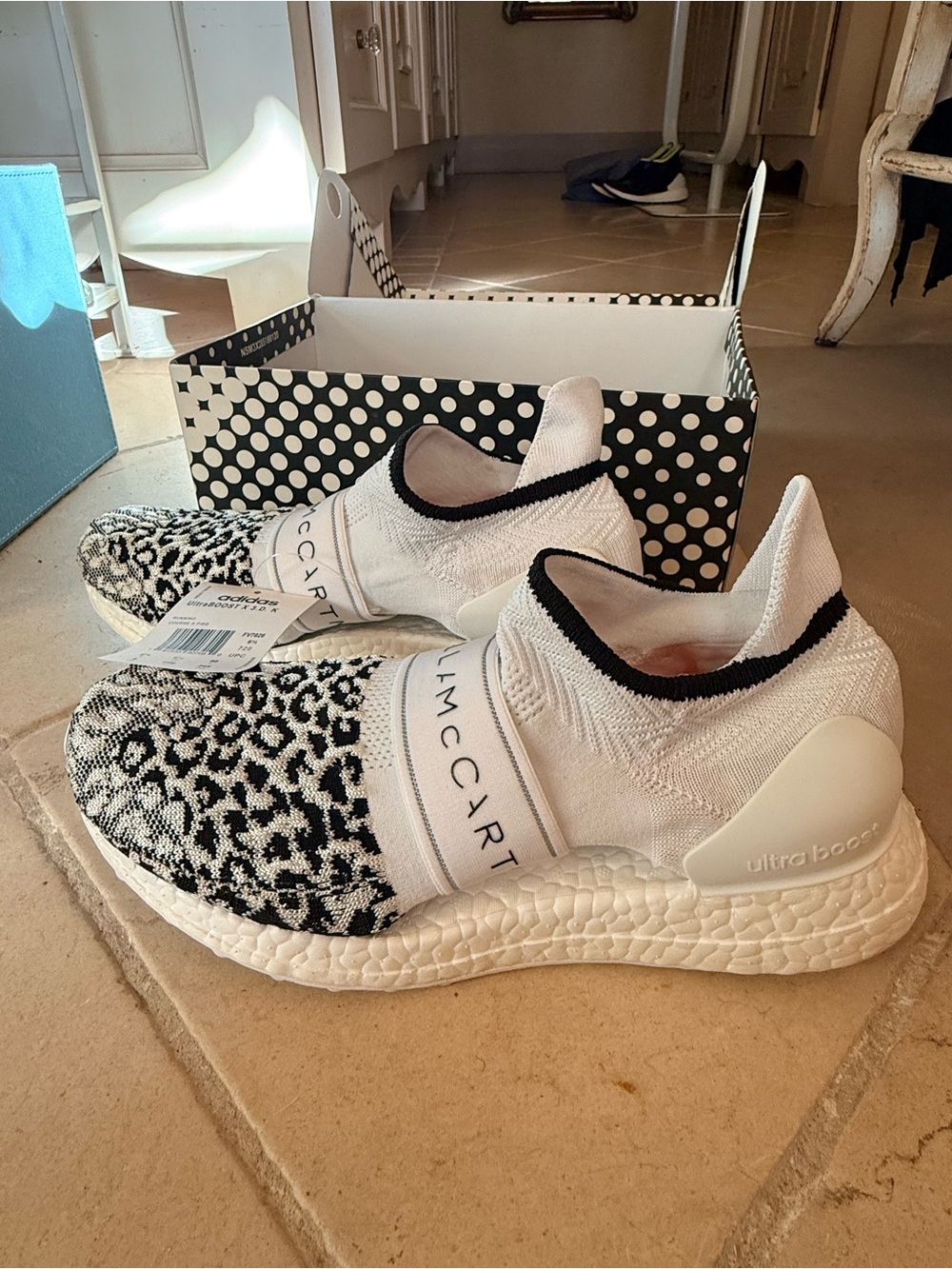 Adidas by Stella McCartney White & Black Ultra Boost Slip-On Sneakers